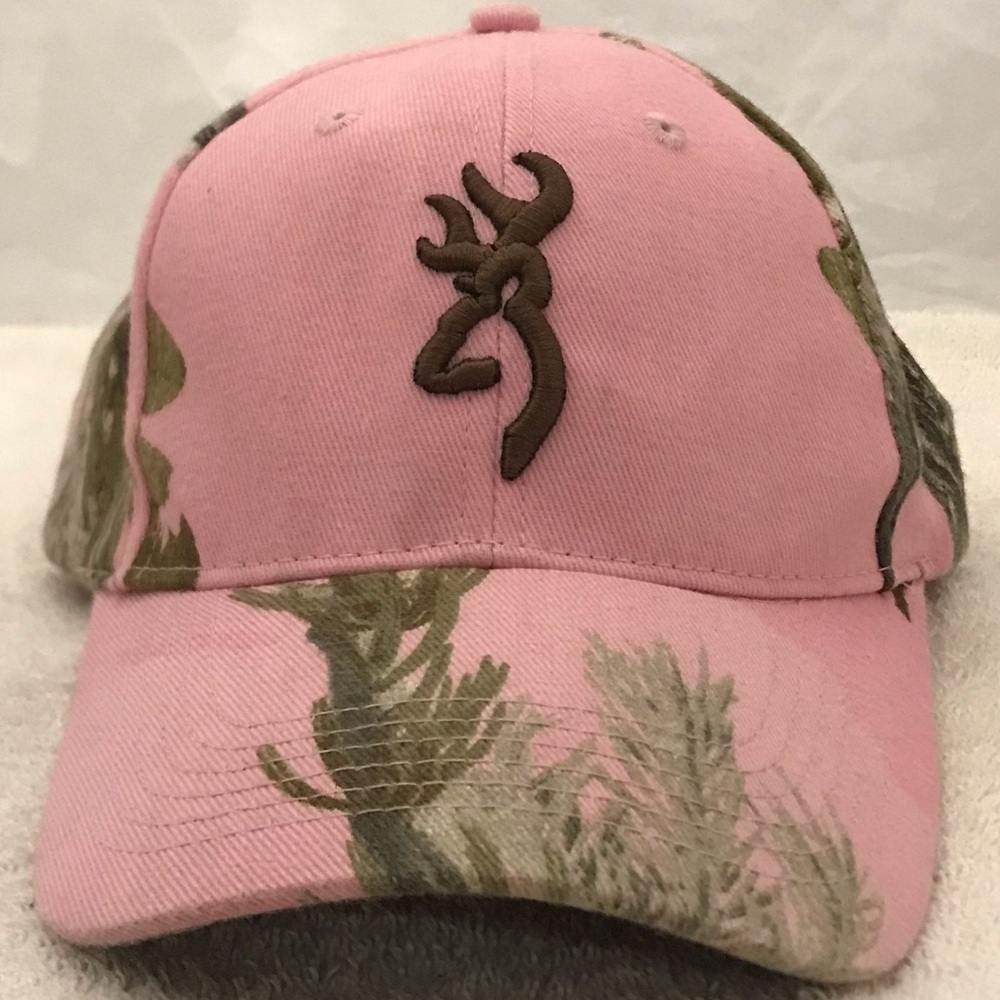 Browning Logo on Women's Adjustable Pink Camo Ball Cap